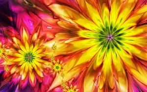 Vibrant Psychedelic Flower Garden Wallpaper