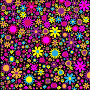 Vibrant Psychedelic Flowers In Bloom Wallpaper