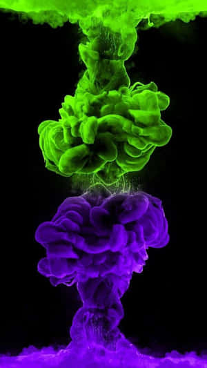 Vibrant Purple Green Smoke Plumes Wallpaper