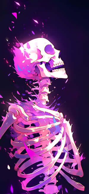 Vibrant Purple Skeleton Art Wallpaper