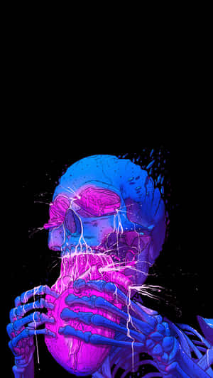 Vibrant Purple Skeleton Art Wallpaper