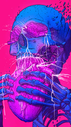 Vibrant Purple Skull Art Wallpaper