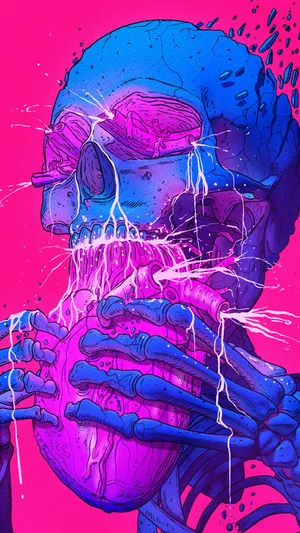 Vibrant Purple Skull Art Wallpaper