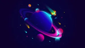 Vibrant Saturn Illustration Wallpaper