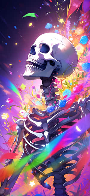 Vibrant Skeleton Artwork Wallpaper