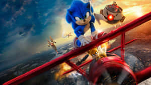 Vibrant Sonic Art Featuring Sonic The Hedgehog In Action Wallpaper