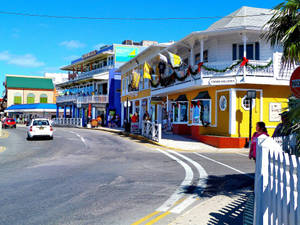 Vibrant Souvenir Shops In Cayman Island Wallpaper