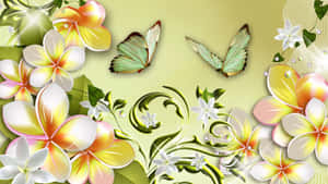 Vibrant Spring Butterflies In A Serene Garden Wallpaper