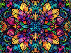 Vibrant Stained Glass Floral Pattern.jpg Wallpaper