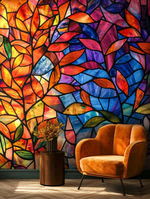 Vibrant Stained Glass Interior Decor Wallpaper