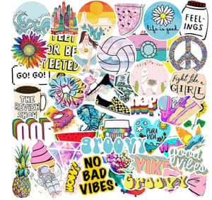 Vibrant Sticker Collage Aesthetic Wallpaper