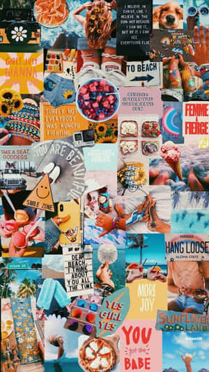 Vibrant Summer Collage Aesthetic Wallpaper