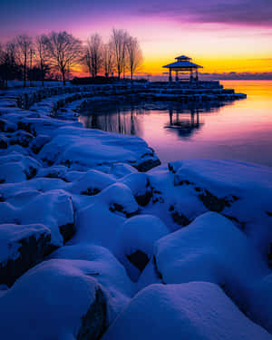 Vibrant Sunset Over Mississauga City Skyline Wallpaper