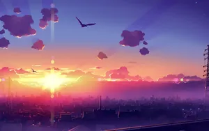 Vibrant Sunset Painting Wallpaper