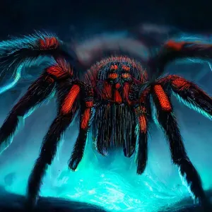 Vibrant Tarantula Under Blue Light Wallpaper