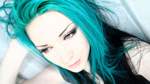 Vibrant Teal Haired Girl Wallpaper