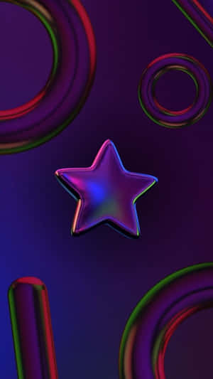 Vibrant Y2 K Starand Rings3 D Wallpaper