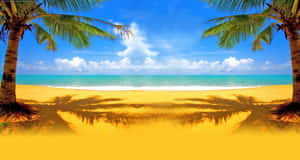 Vibrant Yellow Beach At Sunset Wallpaper