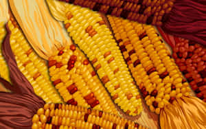 Vibrant Yellow Corn On A Rustic Wooden Table Wallpaper