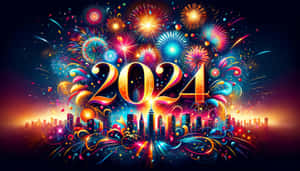 Vibrant2024 New Year Celebration Wallpaper