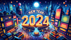 Vibrant2024 New Year Celebration Illustration Wallpaper