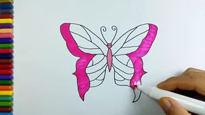 Vibrantly Colored Butterfly Amidst Nature Scene Ready For Coloring Wallpaper