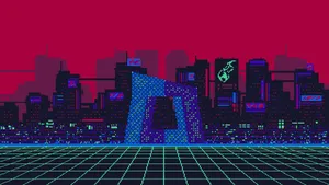 Vibrantly Detailed Pixel Art Futuristic Cyberpunk City Wallpaper