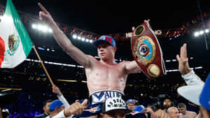 Victor's Moment - Saul 'canelo' Alvarez In Full Celebration Wallpaper