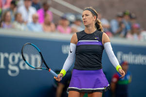 Victoria Azarenka In Black And Purple Wallpaper