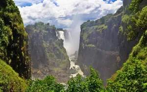 Victoria Falls Between Steep Valleys Wallpaper