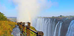 Victoria Falls Path Walk With Railings Wallpaper