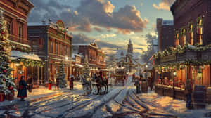 Victorian_ Christmas_ Eve_ Scene Wallpaper