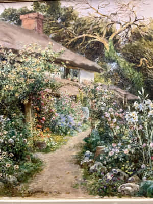 Victorian Cottage Garden Painting Wallpaper