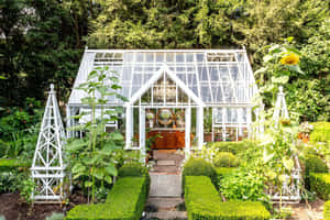 Victorian Garden Greenhouse Wallpaper