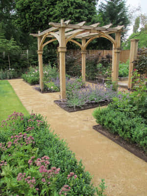 Victorian Garden Pergola Pathway Wallpaper