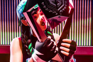 Victorious Gamer Holding Trophy Wallpaper