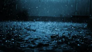 View Of Heavy Rain During Sunset Wallpaper