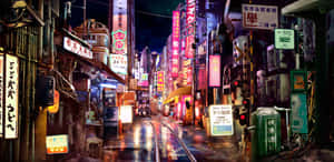 View Of Tokyo’s Lively Japanese Neon Nightscape Wallpaper