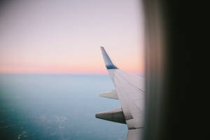 View Of Wing And Window Of An Airplane Wallpaper