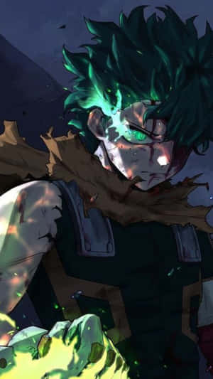 Vigilante Deku Emerging From Rubble Wallpaper