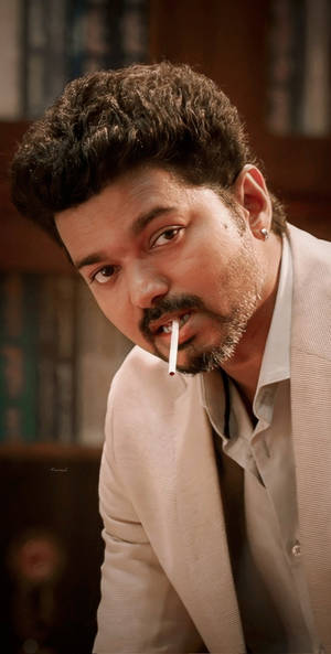 Vijay New In Elegant Beige Suit Wallpaper