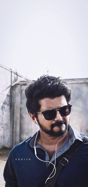 Vijay's Intense Look With A Lip Bite Wallpaper