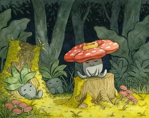 Vileplume Sitting On A Cut Tree Wallpaper