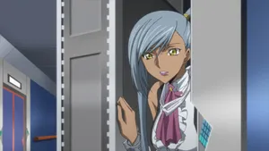 Villetta Nu Anime Character Peeking Wallpaper