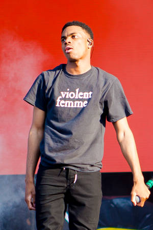 Vince Staples In Statement Shirt Wallpaper