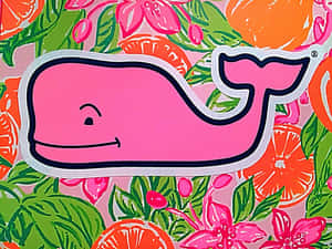 Vineyard Vines Whale On Flowers Wallpaper