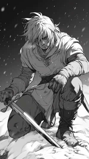 Vinland Saga Warrior Kneeling With Sword Wallpaper