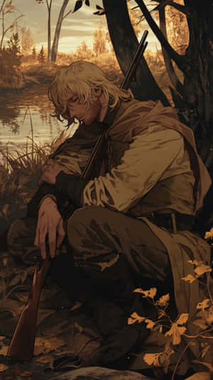 Vinland Saga Warrior Restingby River Wallpaper