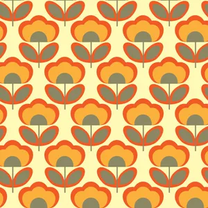 Vintage 60s Flower And Leaves Pattern Wallpaper