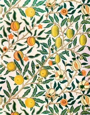 Vintage 60s Pomegranate Fruits And Leaves Wallpaper